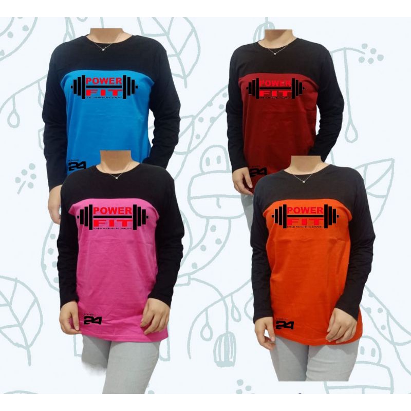 Kaos Kombinasi 2 warna - Desain Print - kaos wanita