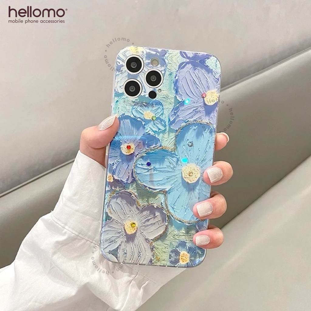 Case for iPhone Flower Lilac 3D Flower Softcase TPU Case Bunga Casing Motif Bunga Hologram Soft Case Wildflower Gradient