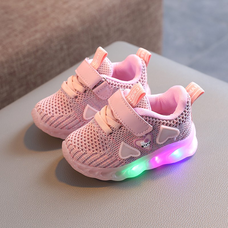 Sepatu Anak Perempuan Little Kity Shoes MOTIF 030 LED Sepatu Sport Anak Casual Import