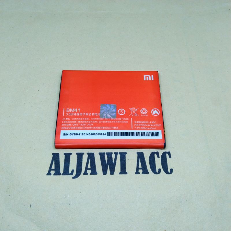 Baterai Bt Batre Battery Bateray Xiaomi Redmi 1S BM41 Original Battery Hp