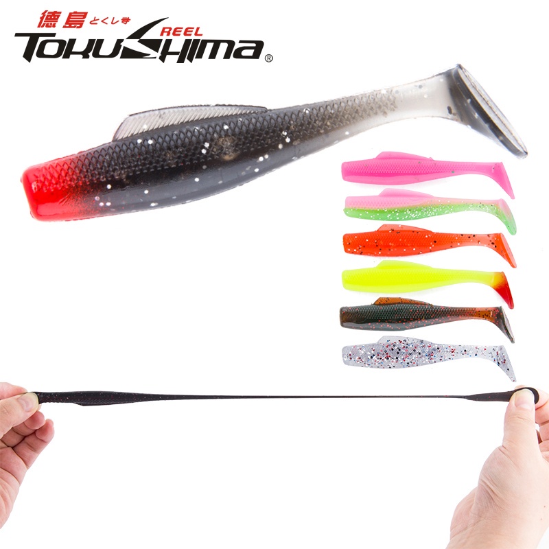 6pcs / Kantong Umpan Pancing Bentuk Cacing Bahan Plastik Silikon Lembut 12 Warna Ukuran 8cm / 5g