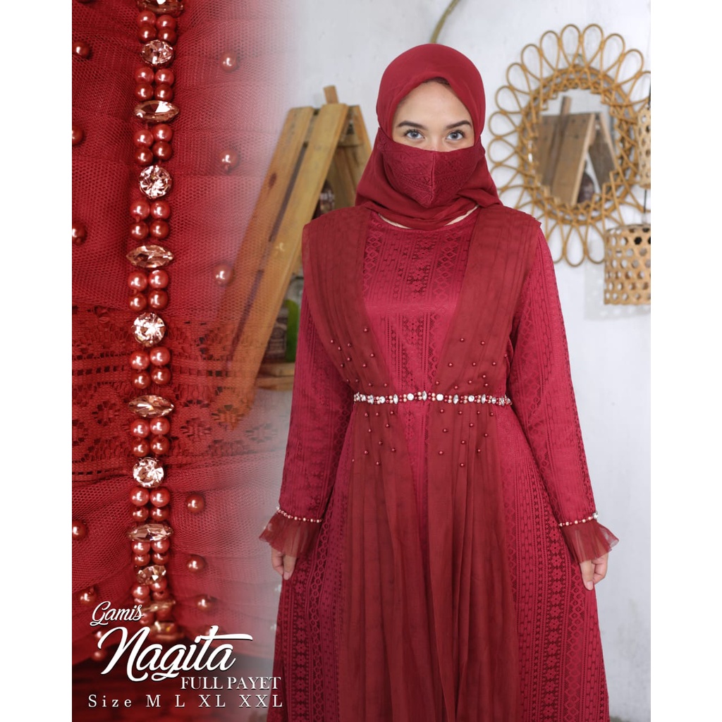 Gamis Modern Nagita NK / Dress Brukat / Kebaya Pesta