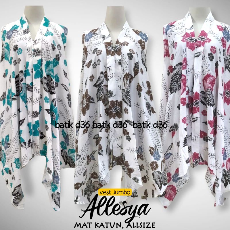 Vest Tl Baju Wanita Jumbo Allesya Tanpa Lengan Batik Jumbo Santai Modern