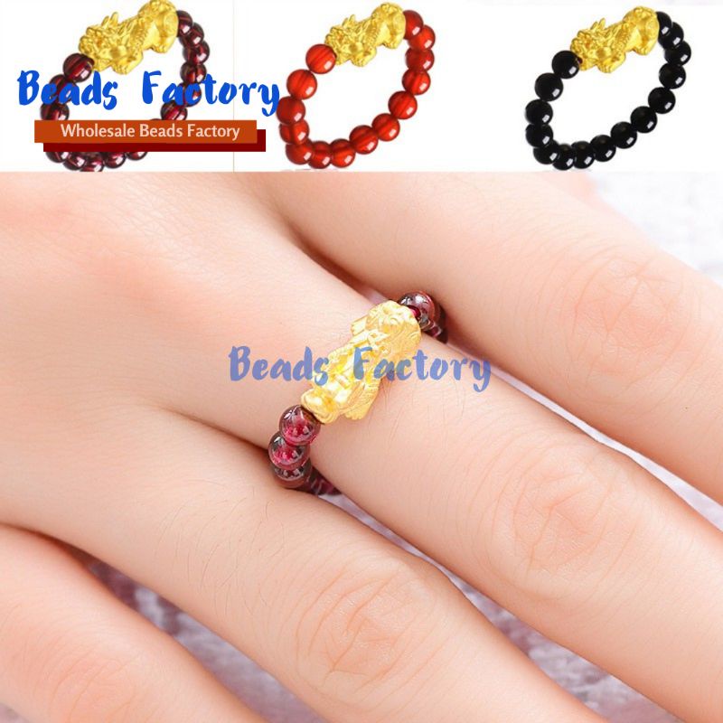 Pixiu Cincin Lucky Pixiu Couple Ring Agate Jewelry