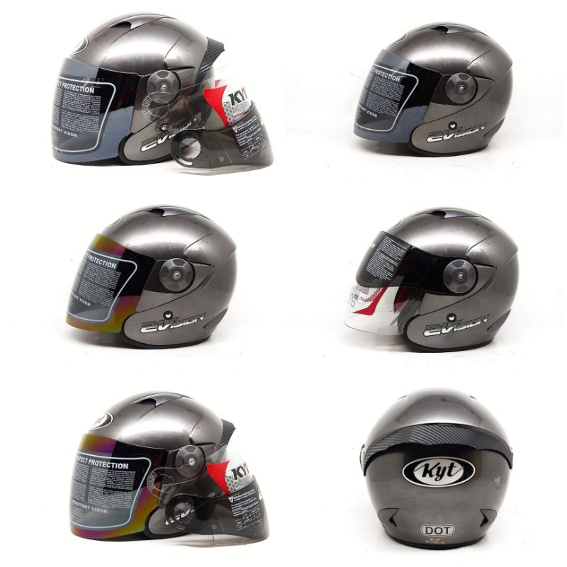 Helm Kyt 2 Vision Gunmetal Paket Ganteng