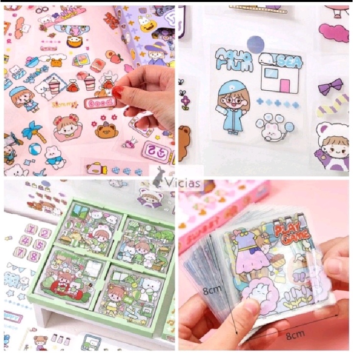 Promo 100 Lembar Sticker Waterproof Lucu Cartoon Terbaru Box Besar