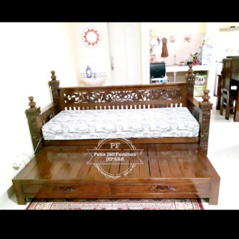 Bale bale Lincak susun /tingkat kayu jati bangku panjang mebel Jepara