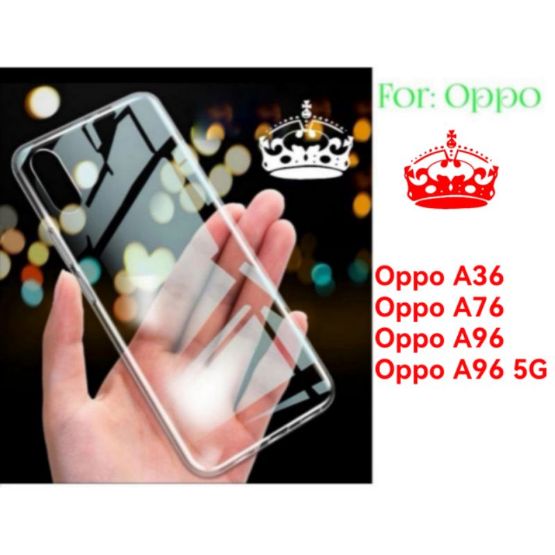 Oppo A36 A76 A96 5G Clear Case TPU Casing Bening Cover Transparan Silicon Ultrathin Silikon Jelly Softcase Pelindung belakang handphone Tpu