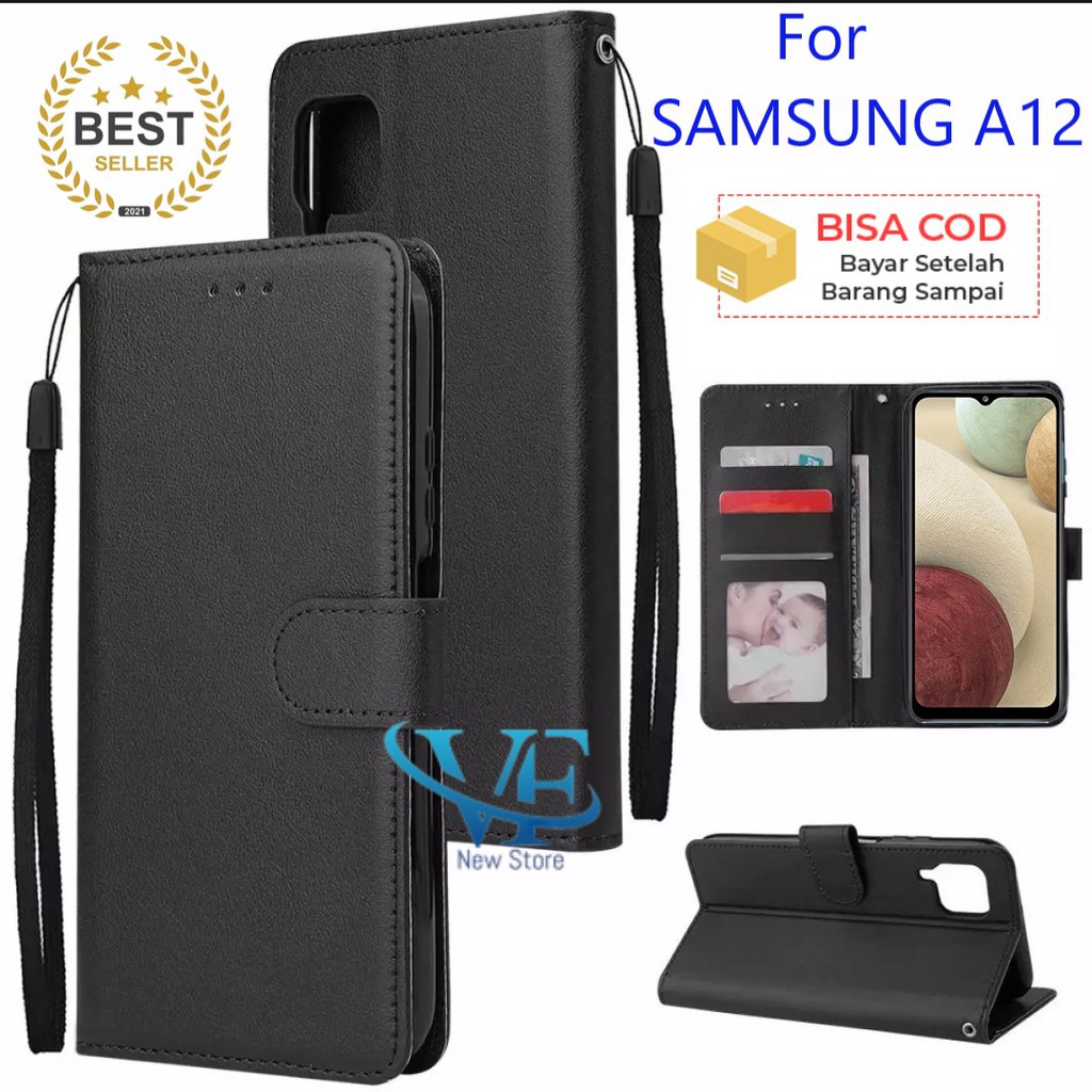 FLIP CASE SAMSUNG A12/SARUNG DOMPET UNTUK HP  SAMSUNG A12  FLIP COVER WALLET STANDING DOMPET CASING