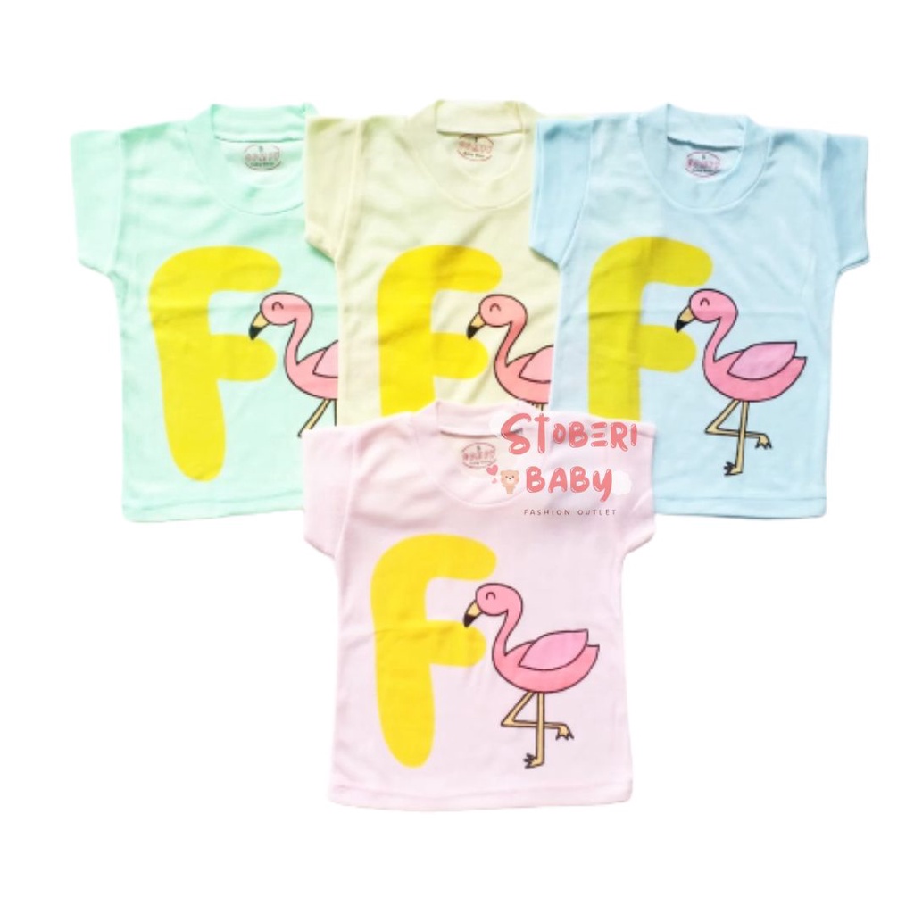 stoberi baby - KAOS WARNA ONECK ALPHABET ANAK kaos dalam oblong anak laki2 dan perempuan newborn-4thn