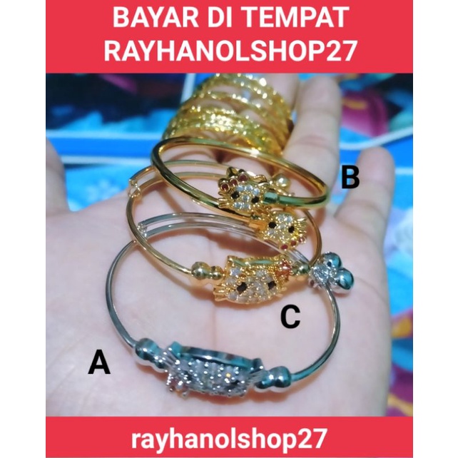 GELANG TANGAN KOLONG ANAK ANAK TITANIUM ANTI PUDAR TERSEDIA WARNA GOLD DAN SILVER MOTIF PILIHAN