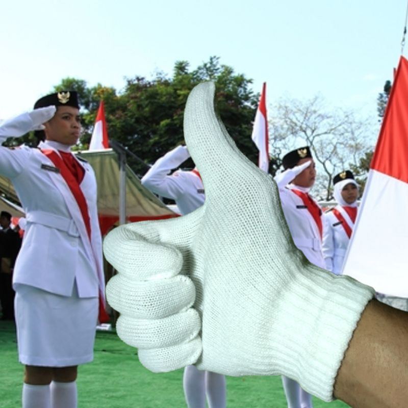 sarung tangan rajut merek SARUTA polos putih/sarung tangan putih polos upacara bendera Agustus kemerdekaan Indonesia