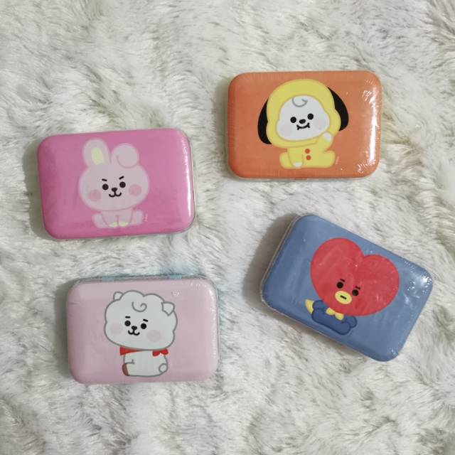 READY STOCK BT21 BABY TIN CASE BAND SET - BANDAGES - OFFICIAL LINE FRIENDS - COOKY CHIMMY TATA