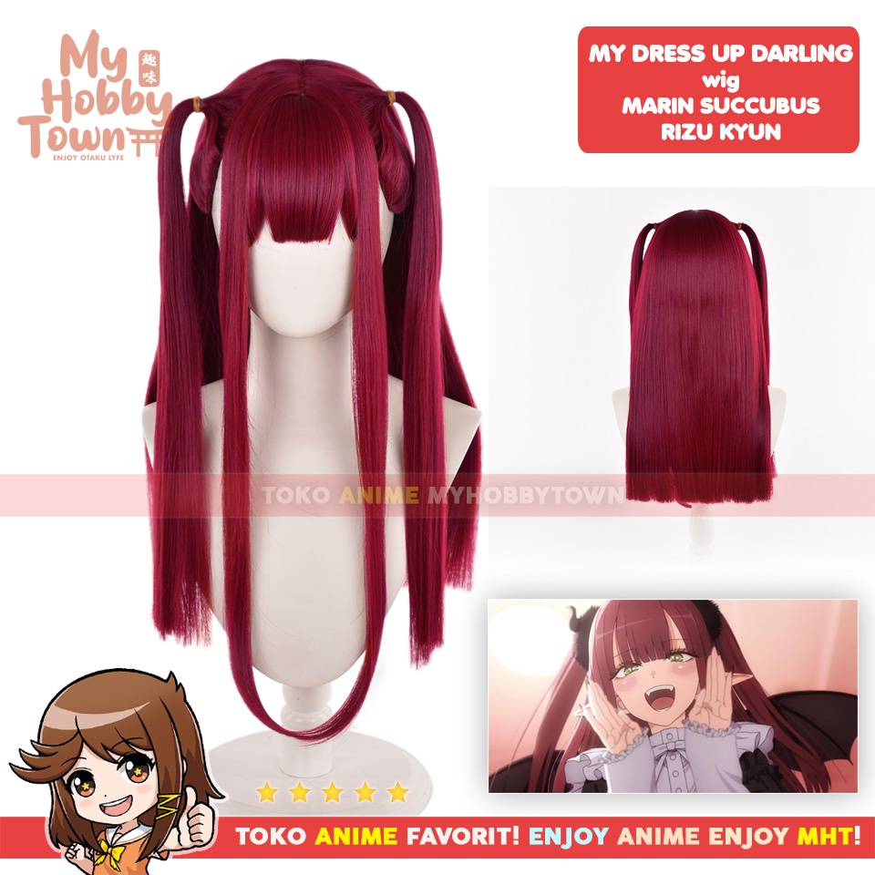 Wig Cosplay Anime My Dress Up Darling : Marin Kitagawa Succubus Rizu Kyun Rambut Palsu