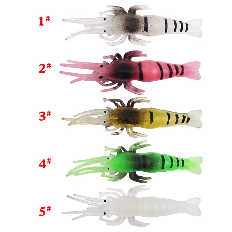 10 Pcs Umpan Pancing Soft Bait Bentuk Udang Bahan Plastik Ukuran 4.8cm1g