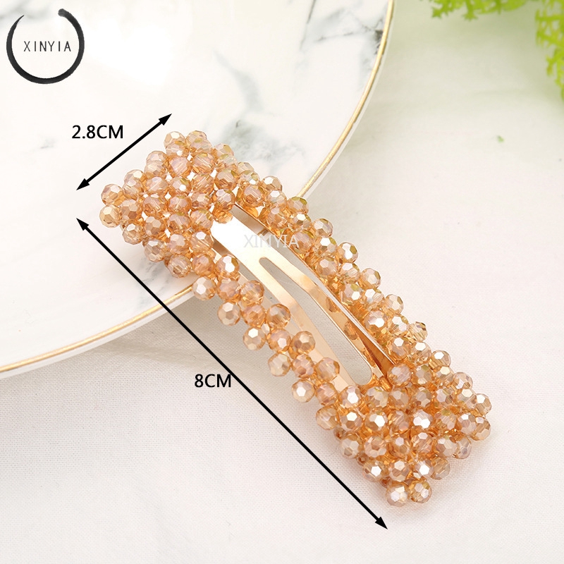 Jepit Rambut Hairclip Model Barrette Dengan Crystal Gaya Korea Wanita Hairpin