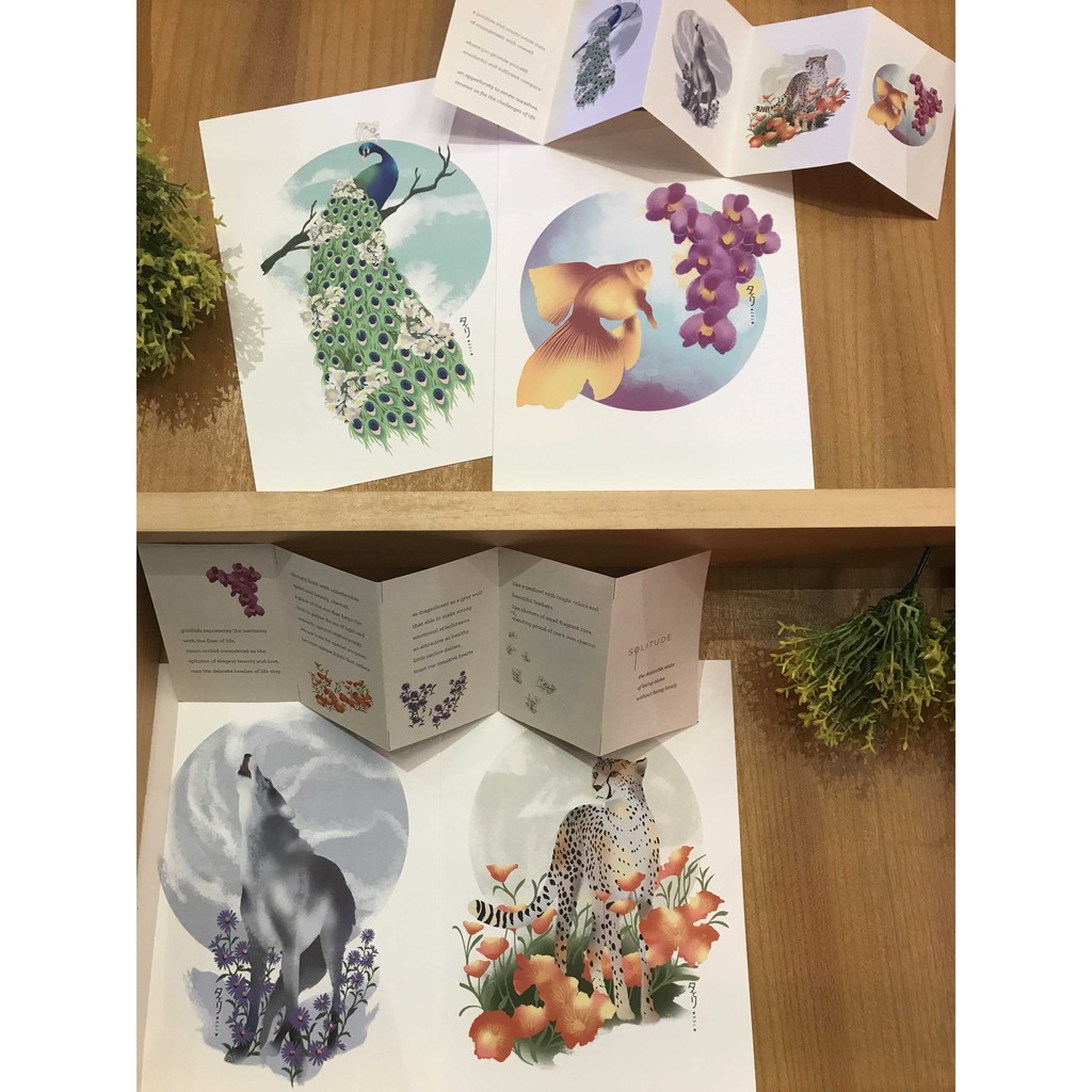 

[BARU] Verteblooms Chapter 02 Solitude Print Art Kartu Ucapan Kartu Pos Pembatas Buku Bunga Hewan Cheetah Wolf Goldfish Peafowl Poppy Daisy Orchid Rosa