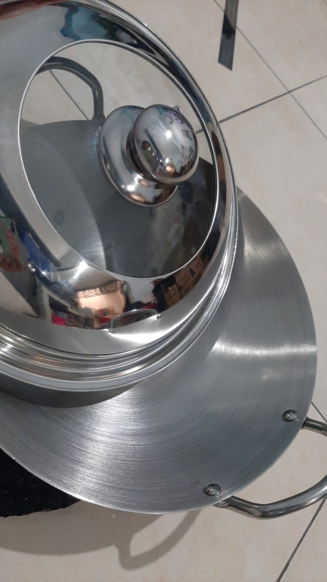 Pamosroom Wajan Stainless 1 Set + Tutup 32cm Kuali Panci Tebal Anti Lengket Tahan Lama Best Seller