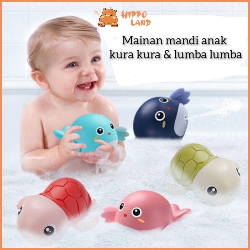 Mainan Mandi Bayi Anak Dolphin Berenang Mainan Air Bak Mandi Lucu Toy Turtle