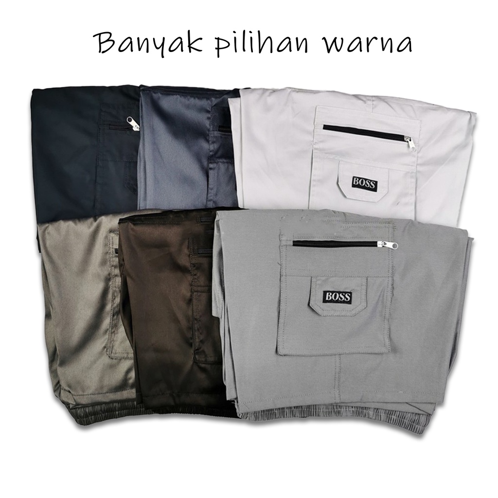 Celana Cargo Pendek Pria Polos 3/4 -CRG.BOSS-34