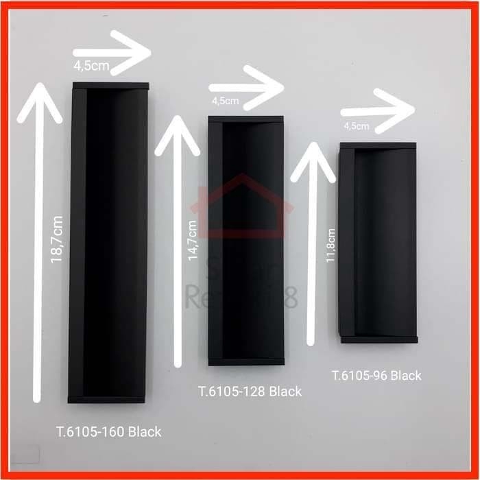 Tarikan Tanam 6105 BLACK / HItam Handle Geser Pintu Lemari Minimalis Lemari Gagang
