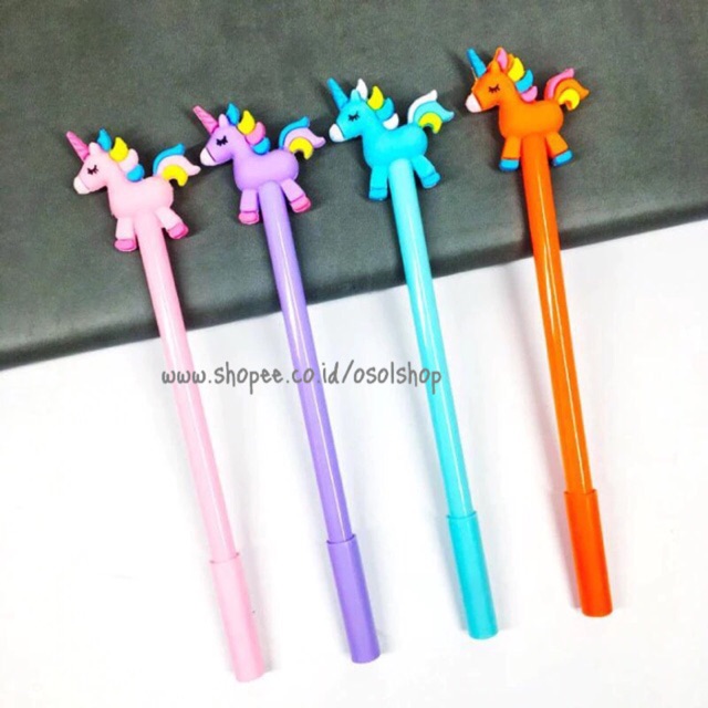 MURAH SATUAN UNICORN RAINBOW PEN Pulpen pony unik lucu souvenir