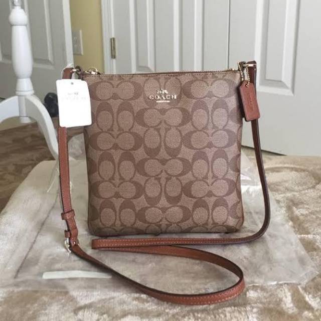 Coach North/South Crossbody in Signature tas bag Original selempang ori asli coklat