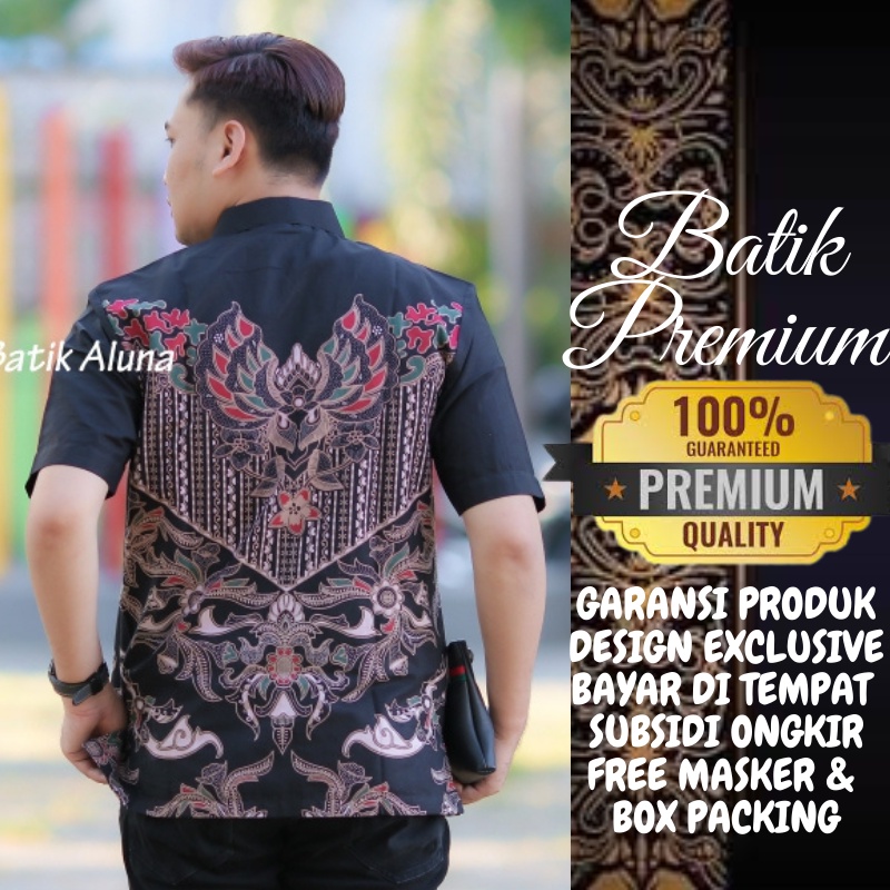 Kemeja Batik Pria Batik Premium Pria Lengan Pendek Danar Hadi Original Asli Solo Keris Kondangan Produksi Batik Aluna PDN 008