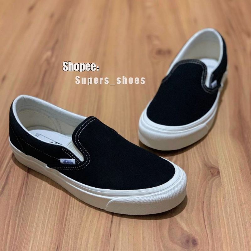 SEPATU VANS SLIPON OG BLACK WHITE - VANS SLIPON OG HITAM PUTIH PRIA WANITA | #BRANDSALE !! SOBWOG-1