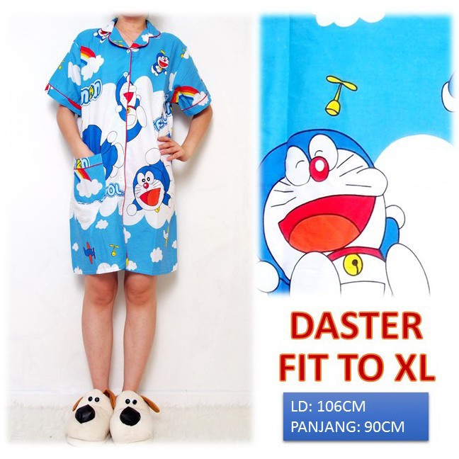 Piyama DASTER DEWASA, katun jepang, FIT TO L/ XL, motif DORAEMON AWAN
