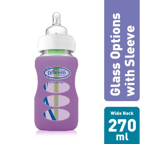 Dr. Brown's Options Wide Neck Glass Bottle (Tersedia varian Silicone Sleeve dan ukuran)