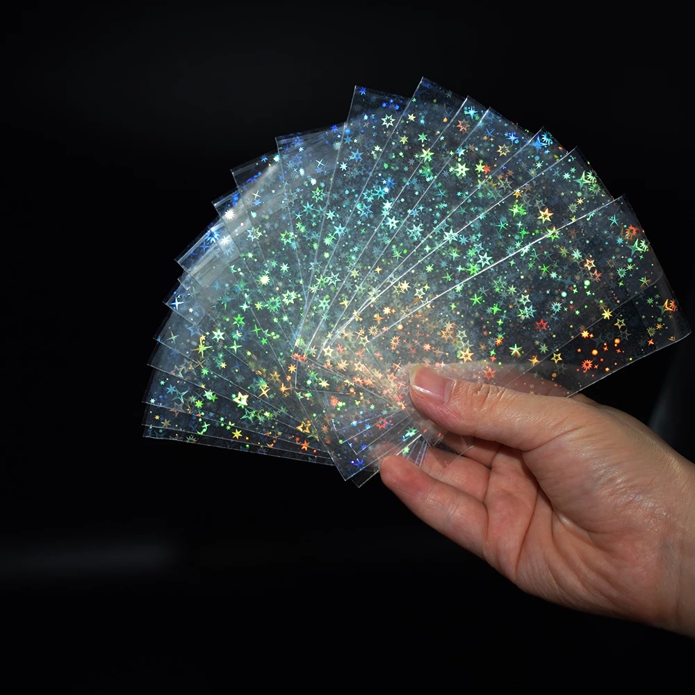 50pcs /set Lengan Kartu Segel Laser Transparan Untuk Kpop Photo Card Lomo Card Film Pelindung Hologram