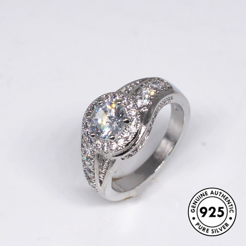 Cincin Berlian Penuh Bahan S925 Silver