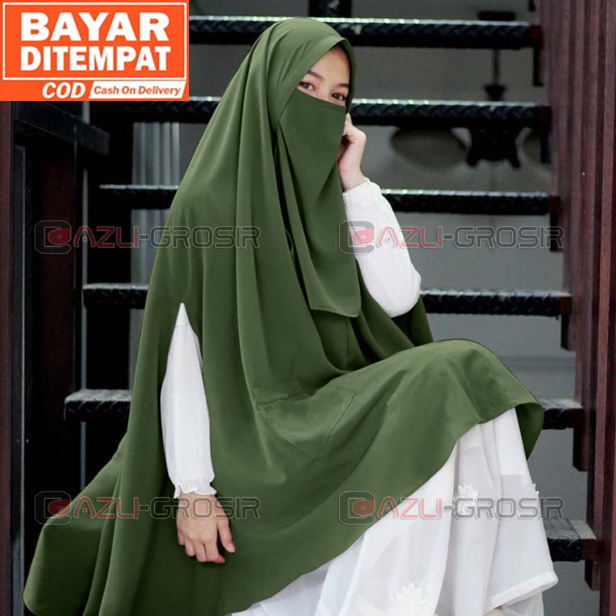 (Free Cadar) Khimar Syari As Syifa Lobang Tangan / Lengan Bolong / Lubang Samping Krudung Jumbo XXL 