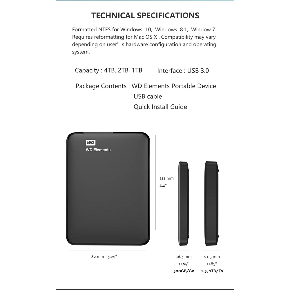 Western Digital WD 1TB Hardisk Eksternal External 2.5&quot; Portable Hardisk USB 3.0 HDD Untuk PC/Laptop