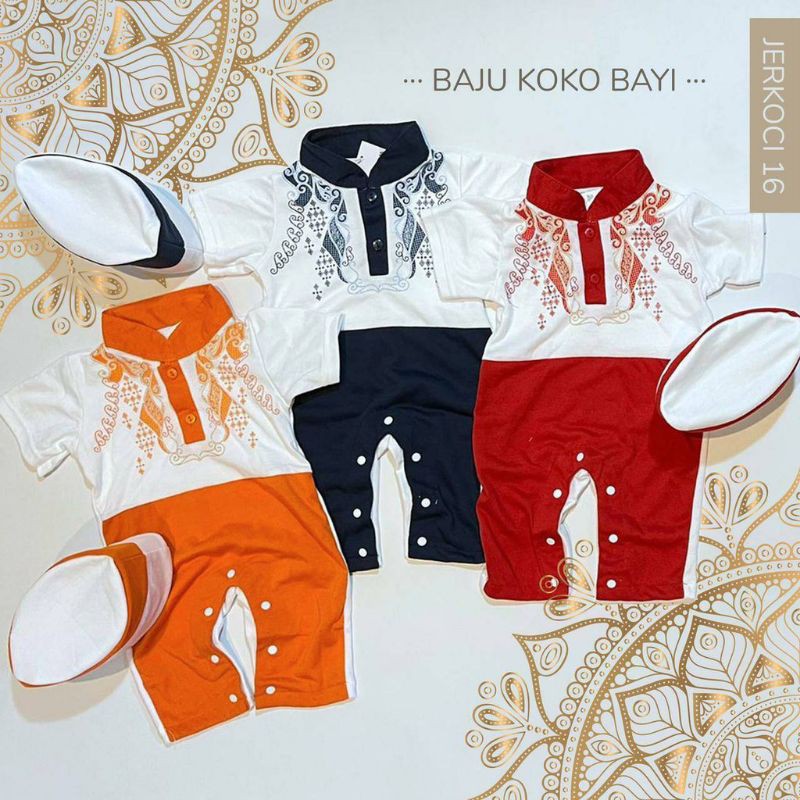 BJ352 Baju Bayi Muslim JERKOCI JUMPER MOTIF KETUPAT baju koko anak laki cowok muslim