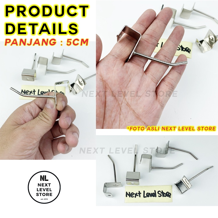 Single Hook Kotak Stainless 5 cm 5cm Cantolan Besi Tebal 3,5mm Ram Rak - LINK GROSIR