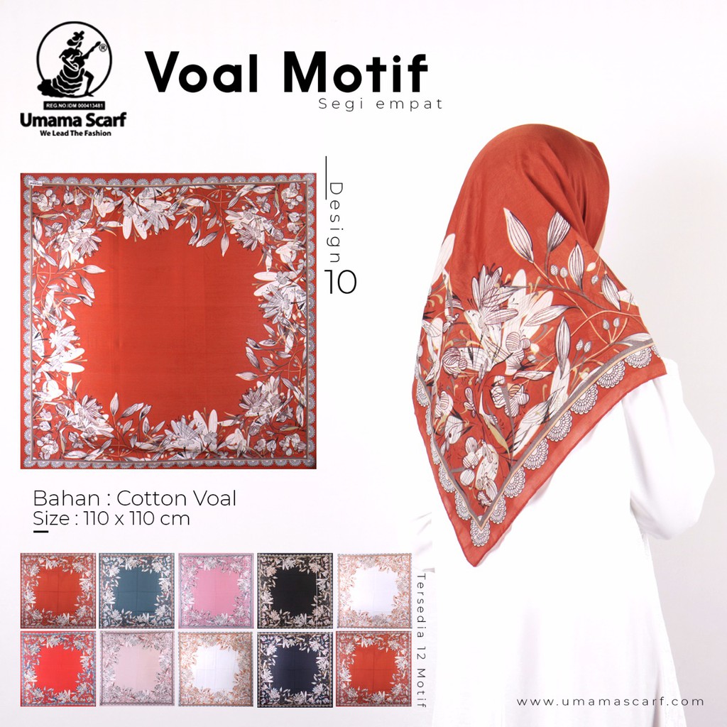 SILK MOTIF Umama Jilbab Satin Hijab Kerudung Segi Empat SegiEmpat