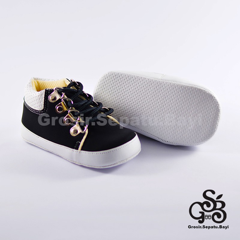 sepatu bayi baby shoes prewalker laki laki umur 2 sampai 14 bulan model edgy tali warna hitam