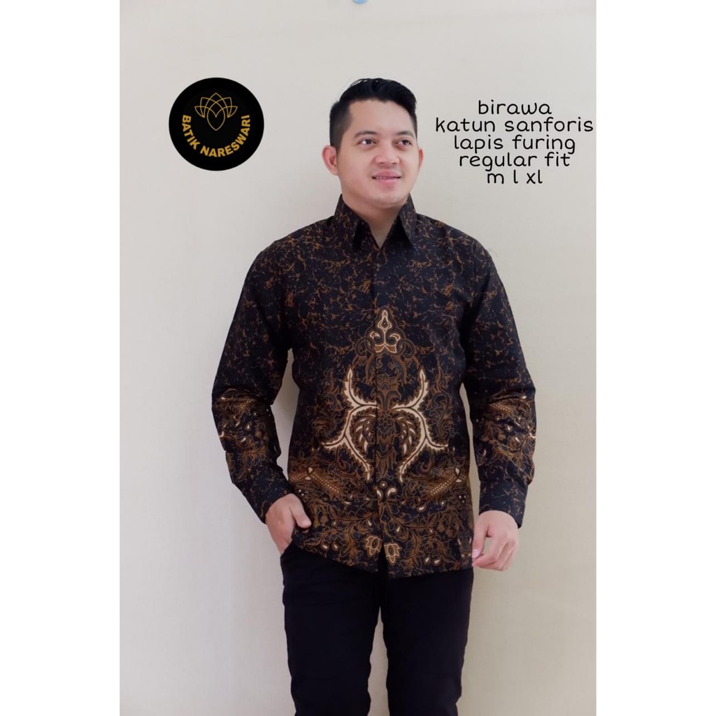 BIRAWA Kemeja Batik Pria Lengan Panjang | Hem Batik Pria FULL FURING NARESWARI