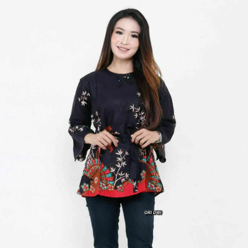 baju batik blouse cewek/wanita motif terbaru.baju atasan kerja-Motif kipas