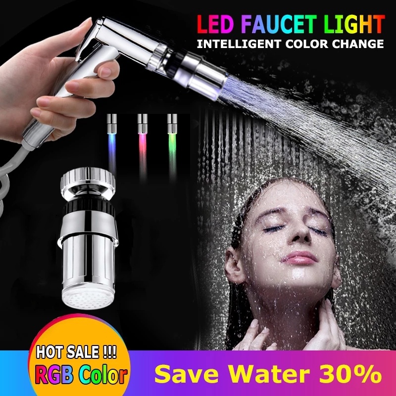 Nozzle Filter Keran Wastafel Dapur Rotasi 360 Derajat Dengan Lampu Led 3 Warna