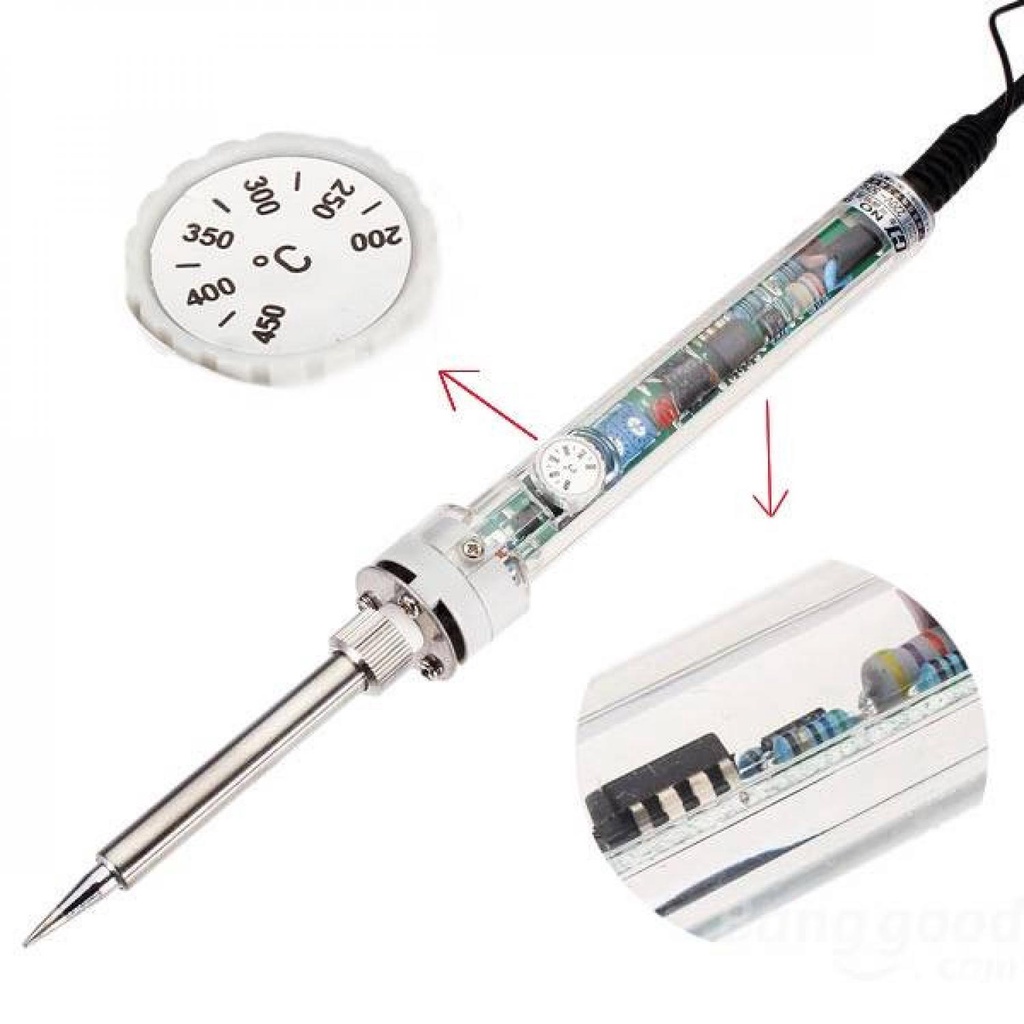 Constant Temperature Electric Soldering Iron 220 V 60 W No.907 / Solder Uap Blower Goot Mini Hp Handphone Sunshine Listrik Timah Las Terkiro Tembak Temperatur Station Potong Pemotong Kain Full Set Lancip Lengkap Runcing Portable / Solderan Listrik Timah