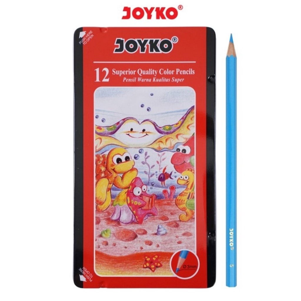 

Pensil Warna Joyko Kaleng / Color Pencils Hexagonal Grip CP-12TC 12 Warna