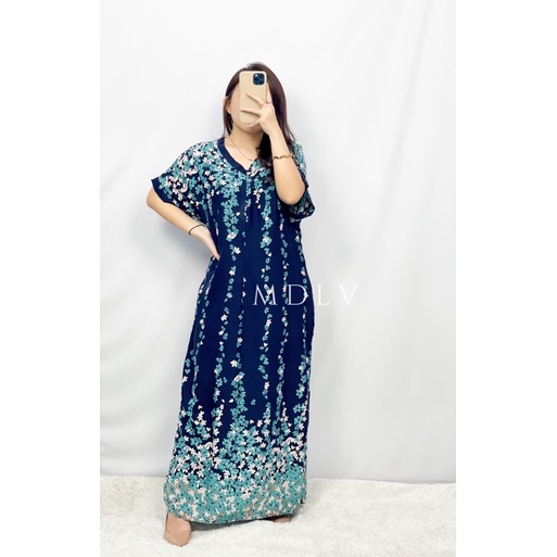 MDLV ~ 91004# Homewear Maxi Blue Dress Maxi Bigsize Oversize Fashion Import