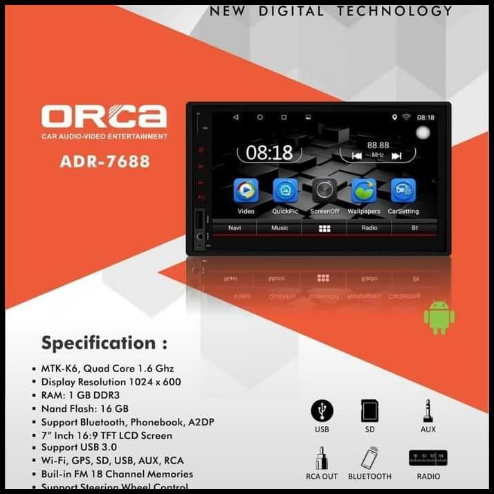 Promo Terbatas Orca Android Adr 7688-Double Din Head Unit Orca Adr 7688 Android
