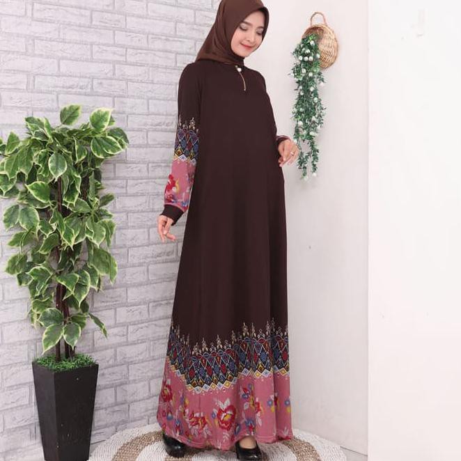 Mgfg Baju Gamis Wanita Gamis Calvin Jeans Gamis Jumbo 4L & 5L 9728/9729 - Hitam, Xxl 24M3