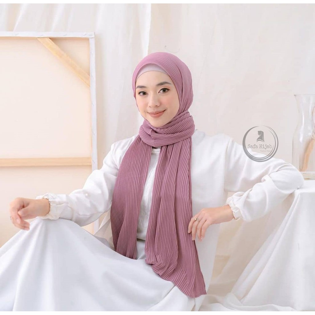 Pashmina Plisket Ceruty BabyDoll Terbaru Kerudung Pashmina Plisket Termurah Safa Hijab