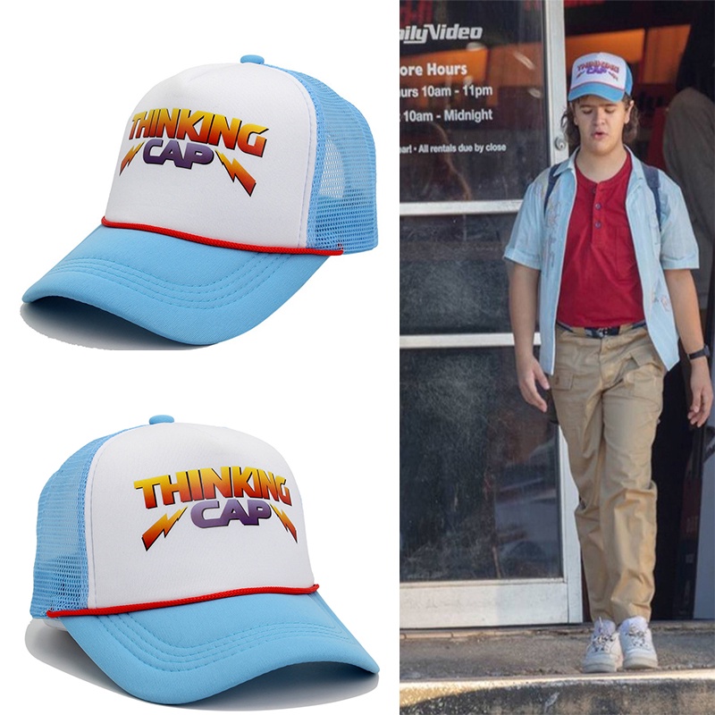 Stranger Things Dustin Hat Retro Mesh Trucker Cap untuk Pria dan Wanita Kuning Hijau 85 Tahu Di Mana Dapat Disesuaikan Cap Hadiah Halloween