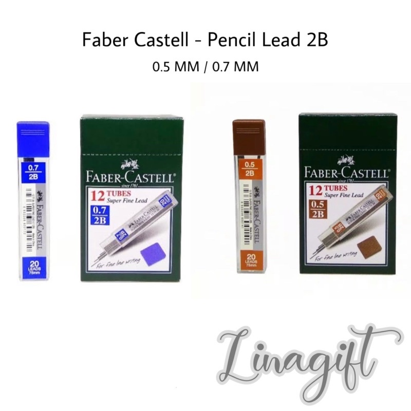 ( Ecer 1 Pc ) FABER CASTELL PENCIL LEAD 2B 0.5 MM / 0.7 MM - ISI PENSIL MEKANIK / REFIL MECHANIC PENCIL